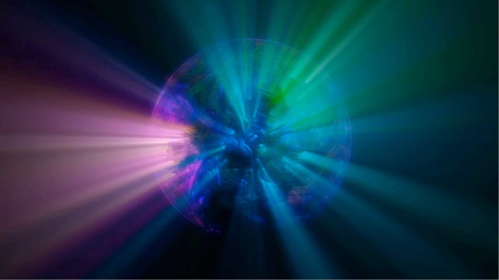 Lights and Globe Video Menu Background with Earth and Colourful Light Rays